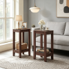 Set of 2 Versatile 2-Tier End Tables with Storage Shelf Living Room Sofa Side Table Bedroom Nightstand Furniture