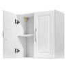 Laundry Room Wall Cabinet, 2-Tier Wall Mounted Hanging Cabinet with Adjustable Shelf, Cupboard Storage with 2 Doors, for Kitchen, Bathroom, Laundry