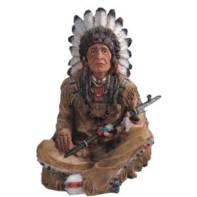 14"H Native American Chief Sitting Native American Figurine Home Decor Gift
