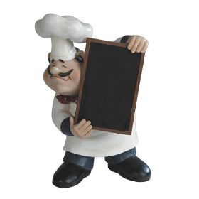 11"H Chef Holding Chalkboard Menu Blackboard Kitchen Figurine Home Decor Gift