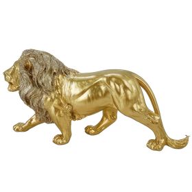 8.5"W Golden Lion Walking Figurine Home Decor Gift