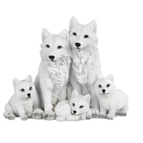 9.5"W Wolf Family Figurine Home Decor Gift
