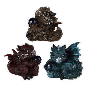 3-PC Orange, Red, and Blue Dragon Baby Figurine Set 3.75"H Home Decor Gift