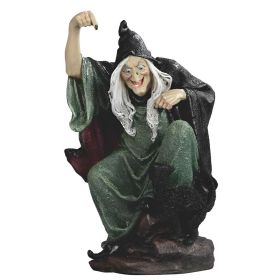10.5"H Witch Playing with Cat Figurine Home Decor Gift
