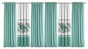 Green Rose Floral 6-Piece Curtain Set, Grommet Window Panels 38 x 84 Inches Each