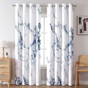 Blue Marble Semi-Blackout Curtain Set, 2 Panels 52 x 84 Inches Each