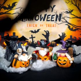 Halloween Gnome Set of 3PCS Halloween Gnomes Pumpkin Themed Resin Halloween Gnomes Decor for Tier Tray Vampire Wizard Witch Gnomes Gifts for Women(Pum
