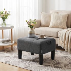 Small Footstool Ottoman with Thick Cushion, Angled Legs, Hidden Storage Compartment, Dark Gray