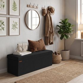 Large Foldable Storage Ottoman Bench with Storage, Footrest, Ink Black