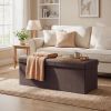 Brown Foldable Storage Ottoman Bench with 660lb Capacity