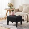 Small Footstool Ottoman with Thick Cushion, Angled Legs, Hidden Storage Compartment, Ink Black