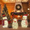 3Pcs 2D Christmas Snowman Yard Decoration Snowman Family Outdoor Decoration With 60Pcs LED Warm Yellow Lights IP44 Waterproof For Christmas Indoor Out