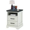 Nightstand with Charging Station, Farmhouse Bedside Table with 2 Drawers and Open Shelf, Wood End Table, Modern Side Table for Bedroom, White