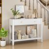 39" Console Table with 2 Drawers,Wood Narrow Accent Sofa Table Entryway Table with Storage Shelf for Living Room,Front Hall,Hallway,White