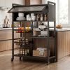 Rolling Kitchen Storage Cart with Shelves and Baskets, Mobile Pantry Organizer for Kitchen, Coffee Station and Small Spaces, Multiple Styles Available