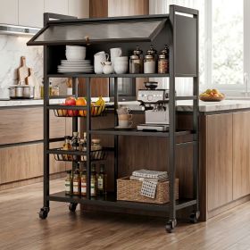 Rolling Kitchen Storage Cart with Shelves and Baskets, Mobile Pantry Organizer for Kitchen, Coffee Station and Small Spaces, Multiple Styles Available