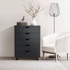 5 Drawer Storage Cabinet with Wheels for Bedroom, Home, Office Organization, Black