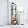 Matte Black Steel 5-Shelf Bathroom Storage Tower Unit