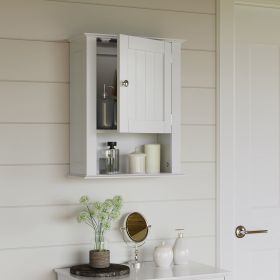 1-Door Bathroom Medicine Cabinet and Laundry Wall Storage Shelf - White