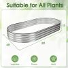 Oval Metal Planter Box for Vegetables, Flowers, Herbs, Galvanized Raised Garden Bed Kit with Safe Rubber Edging for Outdoor Gardening