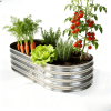 Oval Metal Planter Box for Vegetables, Flowers, Herbs, Galvanized Raised Garden Bed Kit with Safe Rubber Edging for Outdoor Gardening