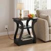 3-Tier End Table with Charging Station, Slim Side Table with USB Ports & Outlets, Modern Nightstand for Small Spaces, Living Room, Bedroom, Black