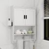 Bathroom Wall Cabinet with Doors, Adjustable Shelf and Towel Bar for Over The Toilet Storage, Medicine Cabinet with Paper Holder for Bathroom