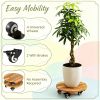 Heavy Duty Acacia Wood Rolling Plant Stand 360° Lockable Casters for Home Garden