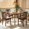 Set of 4 Linen Style Upholstered Kitchen Chairs with Wood Frames - Dining Room Seating with Classic Elegance