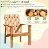Acacia Wood Outdoor Patio Chair Slatted Backrest And Seat Built-in Armrest for Garden Yard Outdoor Living Space- Set of 2