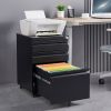 3-Drawer Mobile Filing Cabinet with Lock, Office Storage Filing Cabinet