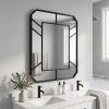 30"x40" Bathroom Mirror Geometric Style Wall-Mounted Decorative Vanity Mirror, Black