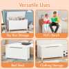 Toy Box Storage for Kids, Wooden Storage with Safety Hinge, 31.5"Wx13"Dx16.7"H White