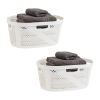 40L Ventilated Laundry Baskets, Lightweight Clothes Hamper with Cutout Handles for Bathrooms and Closets, Plastic, Set of 2, White