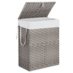 Laundry Hamper, No Installation Required, with Removable Liner, 90 Liter Hand-Woven Synthetic Rattan Laundry Hamper with Lid and Handle, Collapsible