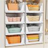 5 Pack Stackable Closet Storage Basket, Multifunctional Foldable Closet Organizer for Bathroom Kitchen Laundry Room Wardrobe Storage