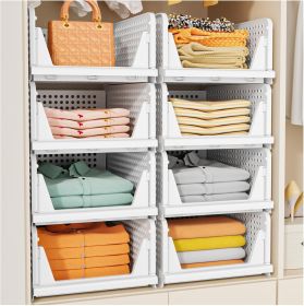 5 Pack Stackable Closet Storage Basket, Multifunctional Foldable Closet Organizer for Bathroom Kitchen Laundry Room Wardrobe Storage