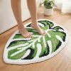 Leaf Bath Mat - Soft, Green MonsteraNon-Slip Leaves Rug, Tropical Flower Bath Mat for Bathroom, Plush & Machine Washable, Fun Bathroom Rugs