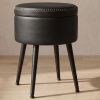 Round Storage Vanity Stool, Ink Black on Ink Black
