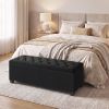 Ink Black Storage Ottoman Bench, End of Bed Bench with Removable Cover, Large, Contemporary, Tufted