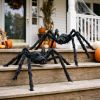 2 Pack 5 Ft Giant Black Spiders for Outdoor Halloween Decorations Use to Outside Front Yard, Lawn, Porch Column, Tree, Roof