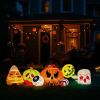 8 ft Long Halloween Inflatable Pumpkin Candy Display with Eyeball and 7 Warm White LED Lights