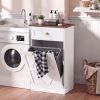 10 Gallon Tilt Out Trash Cabinet with Drawer, Kitchen Trash Can Cabinet, Garbage Recycling Cabinet for Kitchen, White