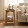MODERN Square Side Table with Storage Shelf, Accent Table, End Table, Honey Brown