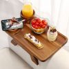 Couch Armrest Tray 3 in 1 Sofa Arm Tray Table with Swivel Cup Holder Phone Stand, Acacia