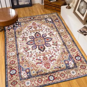 6x9 Vintage Bohemia Large Persian Non-slip Washable Rug Area Rug For Living Room Kitchen Bedroom Living Room Flower Design Blue/Gold