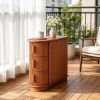 Narrow Wood End Table with 3-Drawer Nightstand Side Table for Living Room Bedroom Rustic Modern Furniture