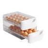 Egg Holder for Refrigerator, 2-Layer Drawer Egg Storage Box, 36 Egg Capacity, Food Grade PP, Clear Body with White Drawers, 12 x 6.9 x 6 Inches