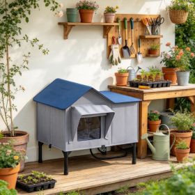 Weatherproof Heated Cat House, Outdoor Cat Shelter with Heating Pad, Elevated Base & Safe Escape Door, for Stray & Barn Cats