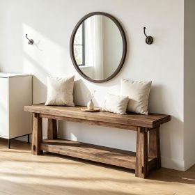 55" Entryway Bench, Narrow Shoe Organizer for Entry, Mudroom, or Living Room